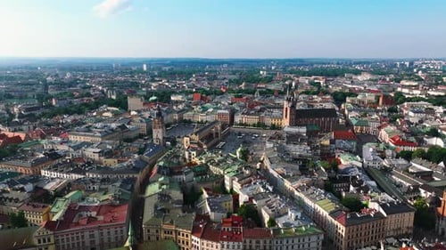 Krakow city old town aerial view