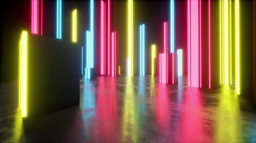 Vibrant Neon Light Bars Abstract Background