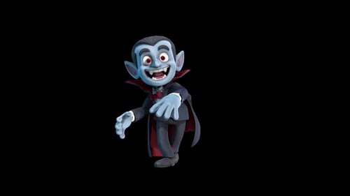 Stylized 3D Cartoon Vampire Character Walking Animation for Halloween