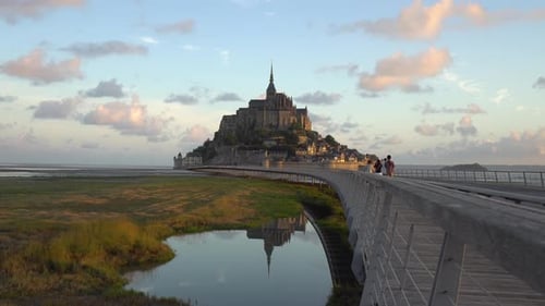 Sunrise View of Mont Saint Michel, Normandy, France.