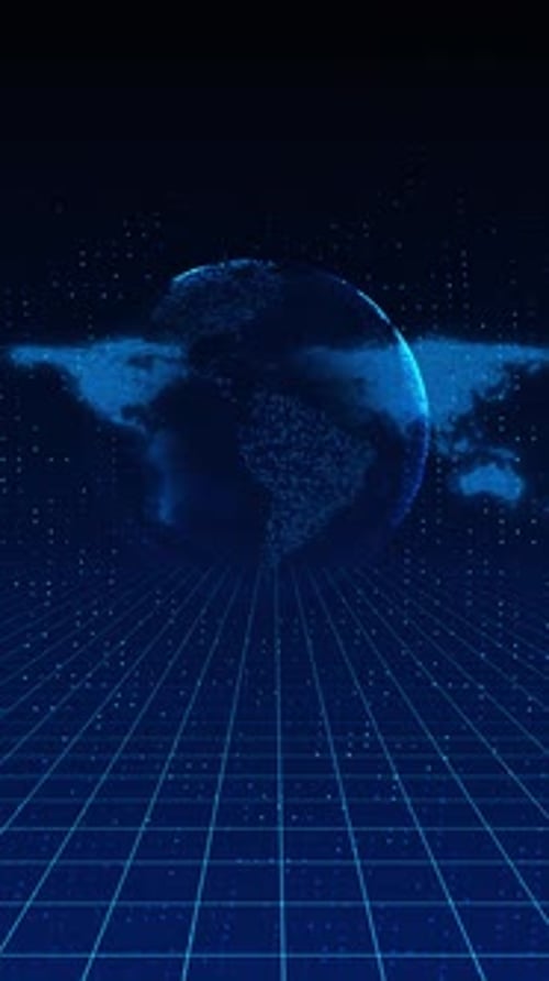 Futuristisches HUD-Erdhologramm des futuristischen Planeten Erde Globale Netzwerkverbindung. Punkt Weltkarte