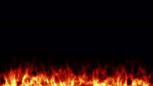 A line of real flames ignite on a black background