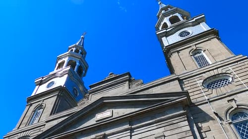Exterior Church Facade, Outside View of Religious Monument Construction Architecture, Stone Walls Wi