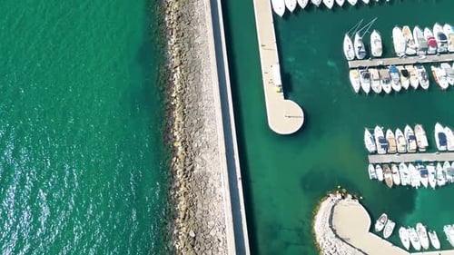 Bay with boats and Torre Truglia tower in Sperlonga