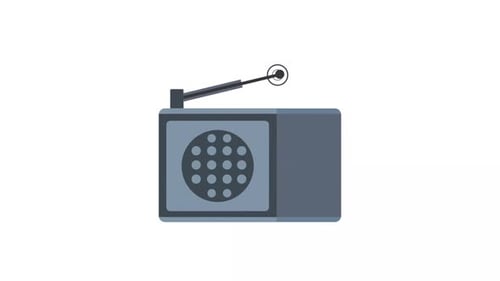 Flat Design Radio Animation with Extending Antenna and Frequency