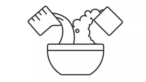 Animated Line Art of Ingredients Mixing in Bowl