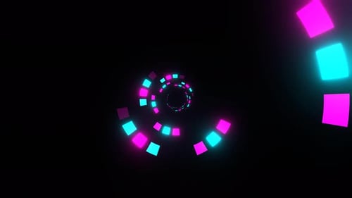 Pink And Cyan Movement Of Squares In Rings Background Vj Loop In 4K
