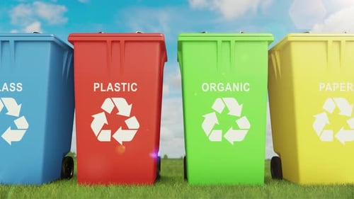 Colorful Recycling Bins Animation for Waste Segregation