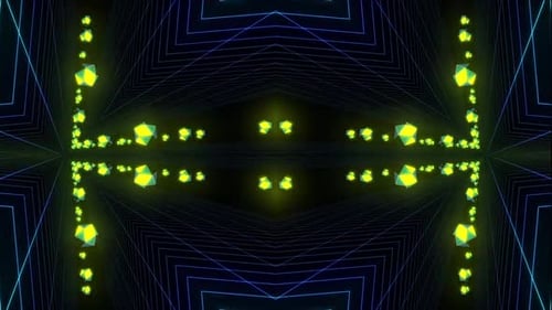 Dynamischer geometrischer Neontunnel mit pulsierenden Lichteffekten