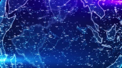 Futuristic Digital Global Network Data Visualization Loop