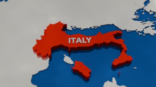 3D Animated Map of Italy Rising with Text Reveal
