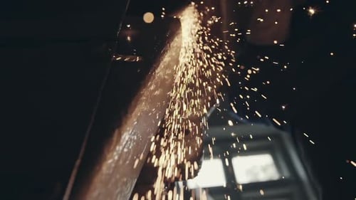 Bright Burning Sparks of Cutting Machine