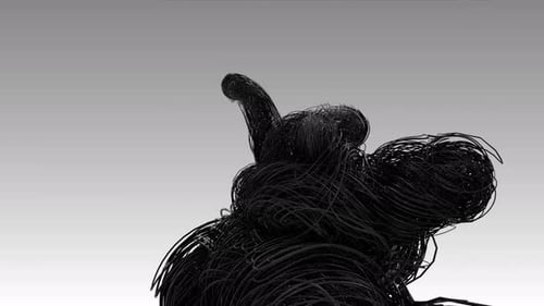 Abstract Fluid Black Line Structure Morphing Seamless Loop