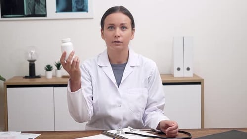 Doctor Explains Medication in Clinic Setting