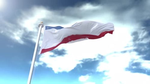 Realistic 3D Waving Flag Animation in a Cloudy Sky