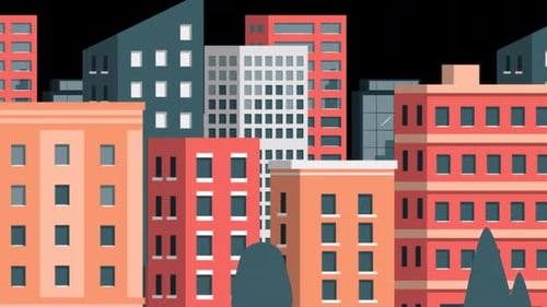 Los edificios de la ciudad ven el paralaje en el canal Alpha