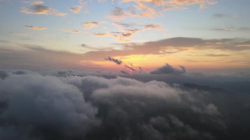 Dramatic Aerial View of Clouds at Sunrise