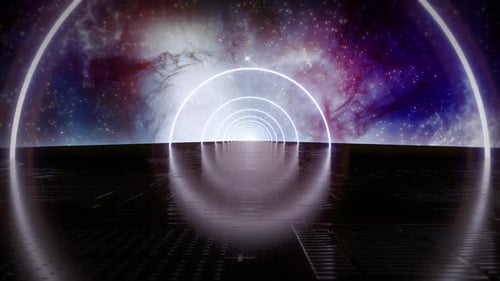 Futuristic Neon Circle Reflection Loop