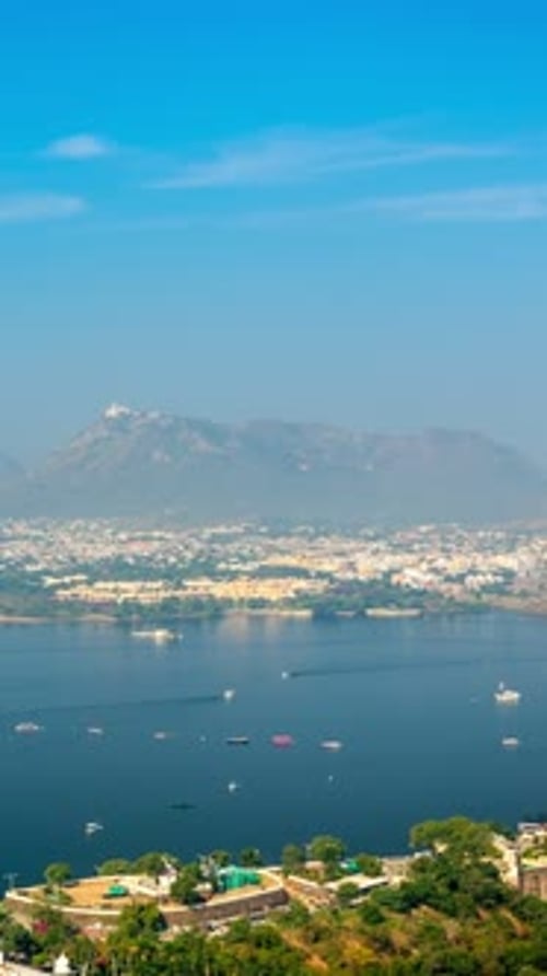 Vue aérienne du lac Pichola Lake Palace Jag Niwas Jag Mandir Lake Garden Palace Udaipur, Inde