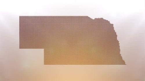 Nebraska State Map Reveal with Animated Pixel Grid