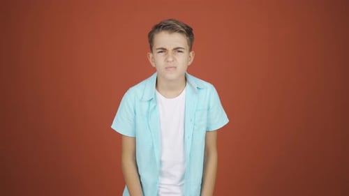 The boy who has trouble seeing. Eye problem.