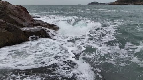 Ocean Waves Crashing on Shore Ground Footage