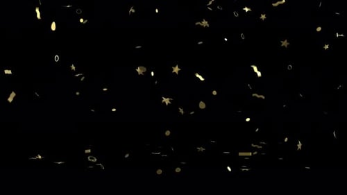Golden Confetti Falling with Alpha Channel