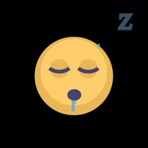 Animation emoji endormie en boucle avec marques Z de bave et de ronflement