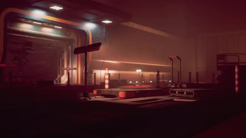 Spaceship Corridor of Futuristic Tunnel with Light