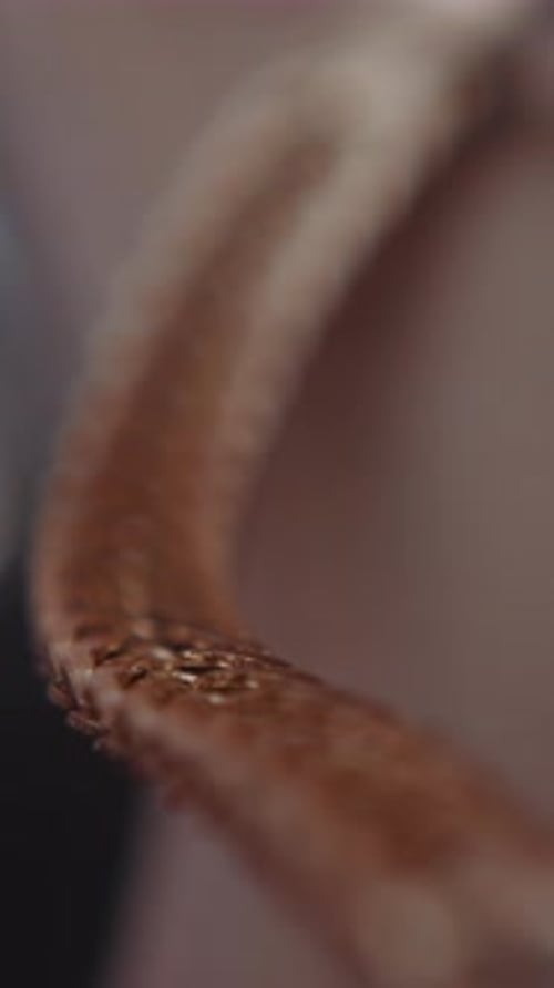 Chaîne dorée attachée à un vêtement en cuir Item Edge Macro