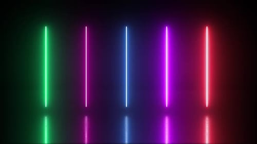 Animated Vertical Neon Light Bars in a Dynamic Glowing Loop Background