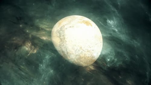 Abstract Planet Rotating in Ethereal Space Nebula Background