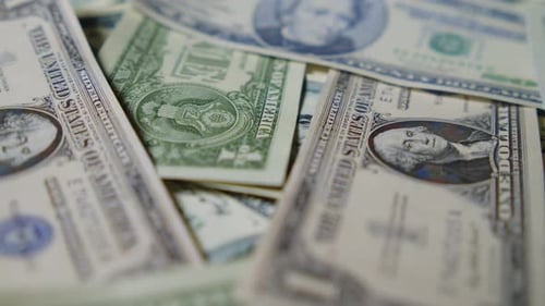 Pile of United States Currency Money Dollars