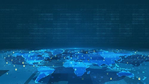 Digital business security system technology map background