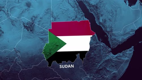 Animated Map of Sudan with Flag Reveal for Presentations
