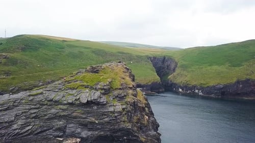 Scenic Cliffs and Ocean Coastline Aerial View