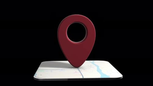 3D Map Location Pin Red Loop