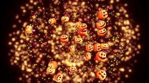 Animated Halloween Jack-o'-Lanterns and Confetti Particle Burst