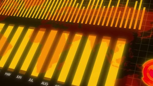 Tableau de bord de graphique à barres numérique futuriste avec visualisation des données jaune-orange