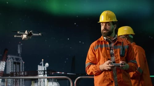 Drilling Ship Specialists Using Aerial Reconnaissance Gadget
