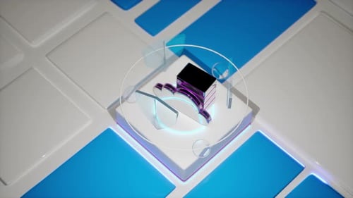 Ícone de computação em nuvem Futuristic Blue Tech Podium Data Transfer