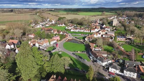 Finchingfield in Essex One of the Most Beautiful Villages in England Aerial View