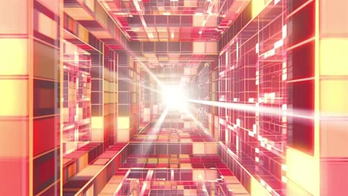 Animation fluide Red And Shades Cubic Tunnel VJ Loop
