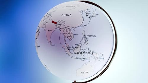 Rotating Earth Globe Approaches Nepal