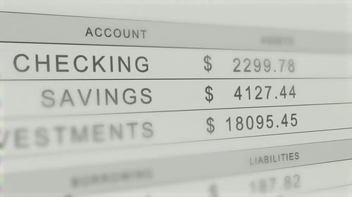 Feche a tela com contas bancárias - à medida que os totais correntes, de poupança e de investimento caem para zero