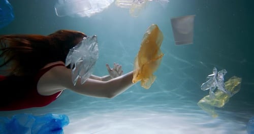 Problem der Umweltverschmutzung durch Plastikmüll in Zeitlupe
