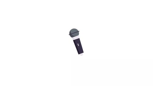 Flat Design Microphone Icon Animation with Sound Waves