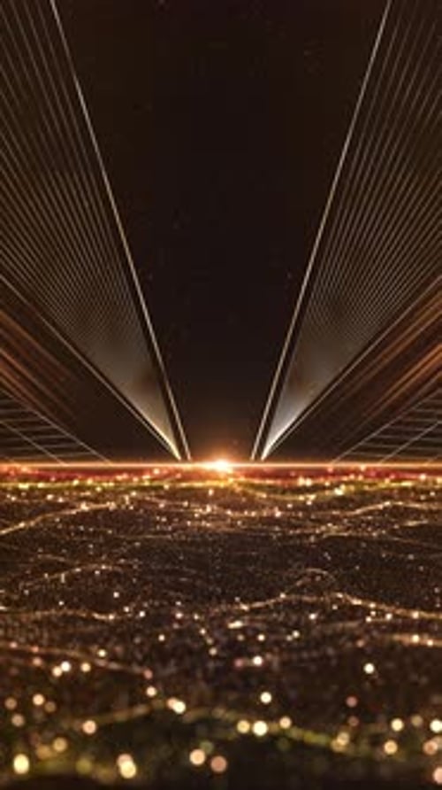 Abstract Golden Particle Waves and Radiant Lines Background