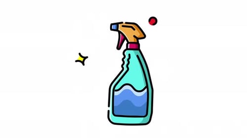 Animated Cleaning Spray Bottle Icon with Spray Effect