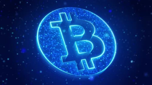Futuristic Digital Bitcoin Symbol Loop with Neon Glow